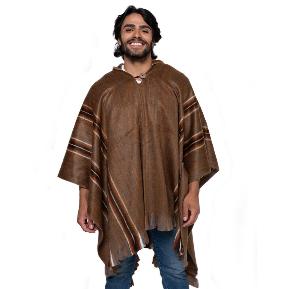 4347 Handmade Ecuadorean Alpaca Light Wool Ponchos (brown